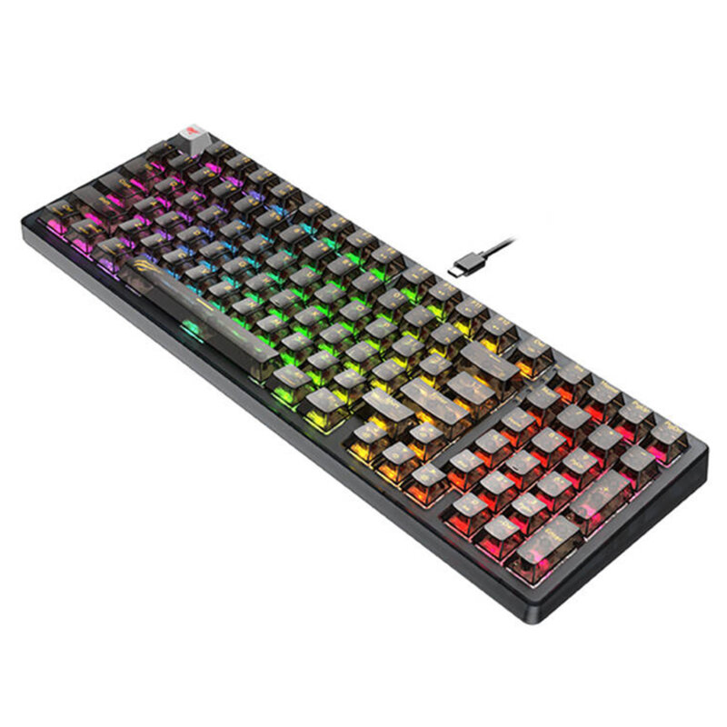 Tastatura mecanica gaming Havit RGB, USB-C, transparent/negru KB875L