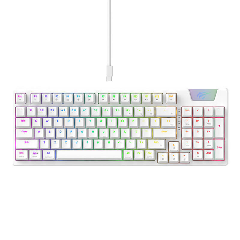Tastatura gaming mecanica Havit, RGB, Type-C, alb KB885L