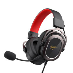 Casti gaming ajustabile cu microfon Havit, negru/rosu H2008d