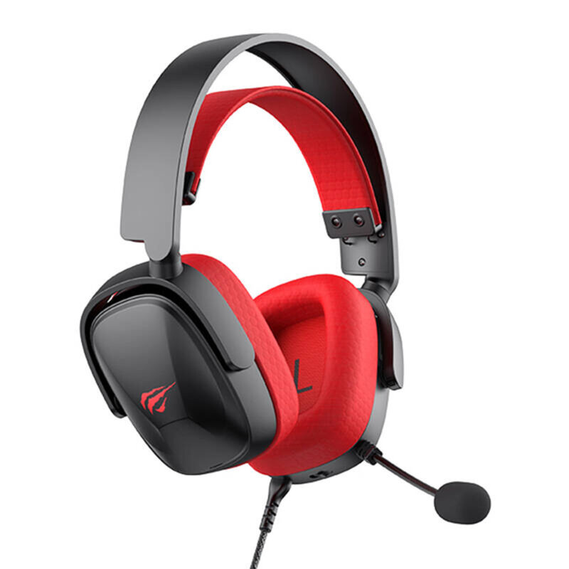 Casti gaming cu fir Havit, microfon, Jack, rosu/negru H2039d