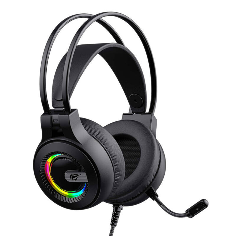 Casti gaming cu microfon Havit RGB, USB, Jack, negru H2040d