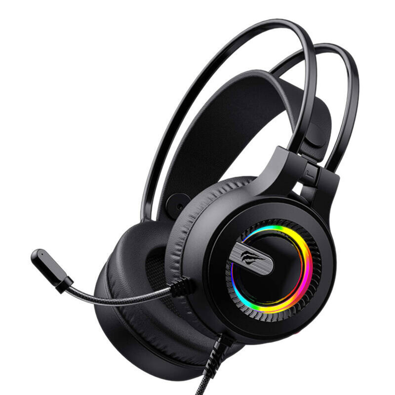 Casti gaming cu microfon Havit RGB, USB, Jack, negru H2040d