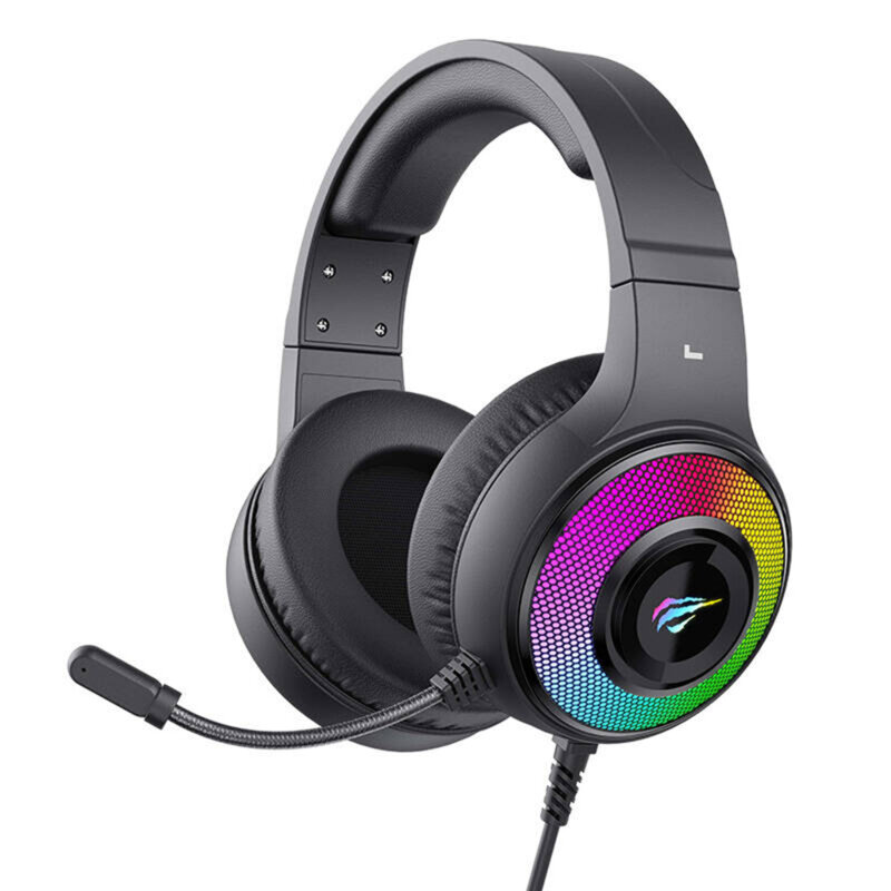 Casti gaming cu microfon Havit, RGB, USB, Jack, negru H2042d