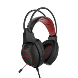 Casti gaming cu microfon Havit, USB, Jack, negru/rosu H2239d