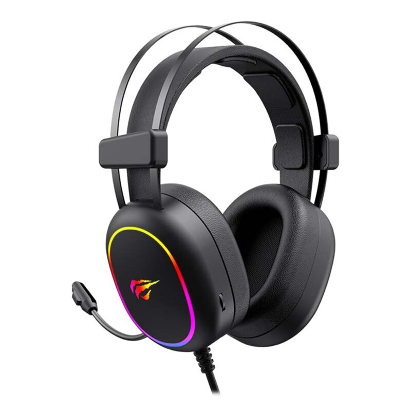 Casti gaming cu lumini RGB si microfon, Havit H2016d, negru