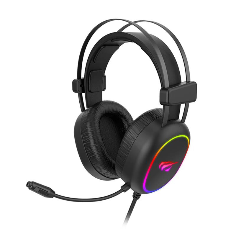 Casti gaming cu lumini RGB si microfon, Havit H2016d, negru