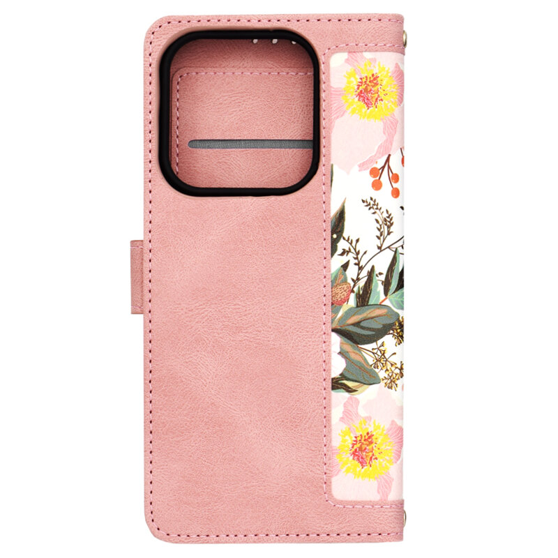 Husa personalizata fete Xiaomi Redmi Note 14 5G Techsuit FlipCraft, roz