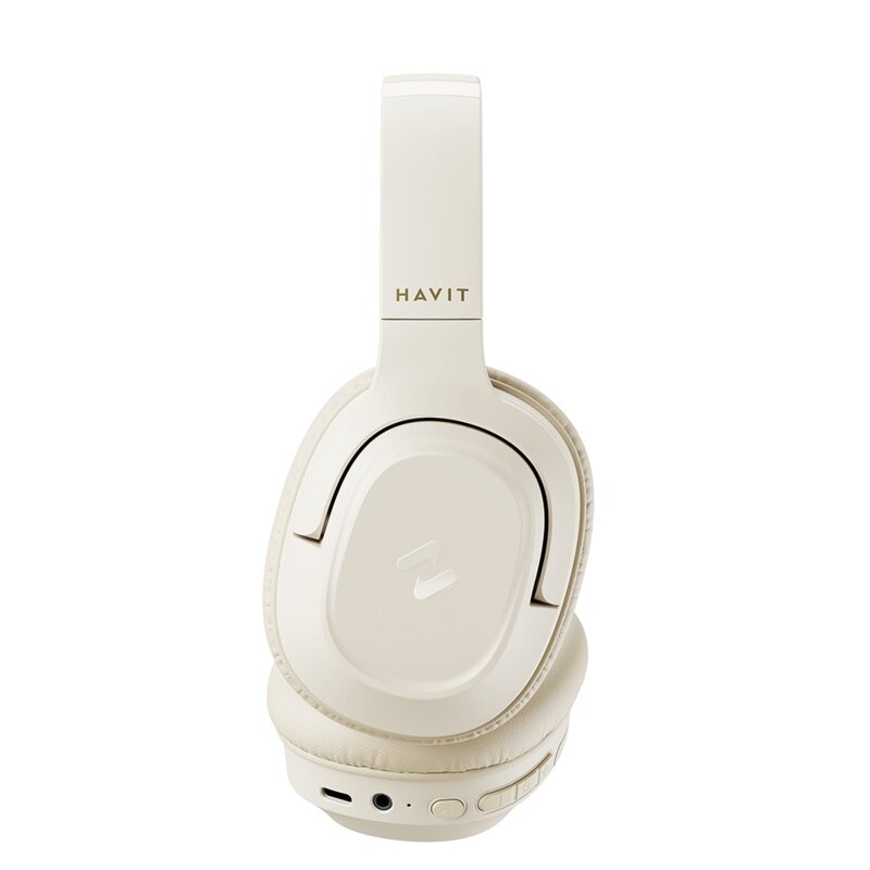 Casti Bluetooth on-ear pliabile, ANC Havit H612BT, bej
