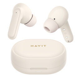 Casti Bluetooth TWS Noise Canceliing Havit TW950, bej/roz