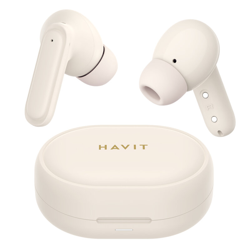 Casti Bluetooth TWS Noise Canceliing Havit TW950, bej/roz
