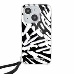 Husa iPhone 15 Karl Lagerfeld IML Luxury, Zebra Pattern&Cord, negru, KLHCP15SHZBPKCCK