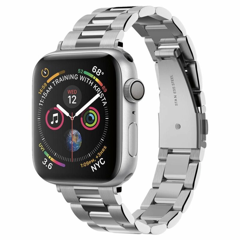 Curea Apple Watch 10 42mm Spigen Modern Fit, argintiu