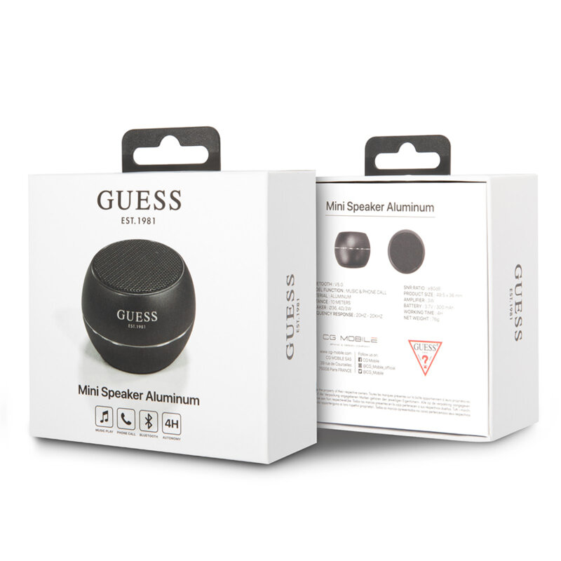 Mini boxa portabila wireless Bluetooth Guess GUWSALGEK, negru