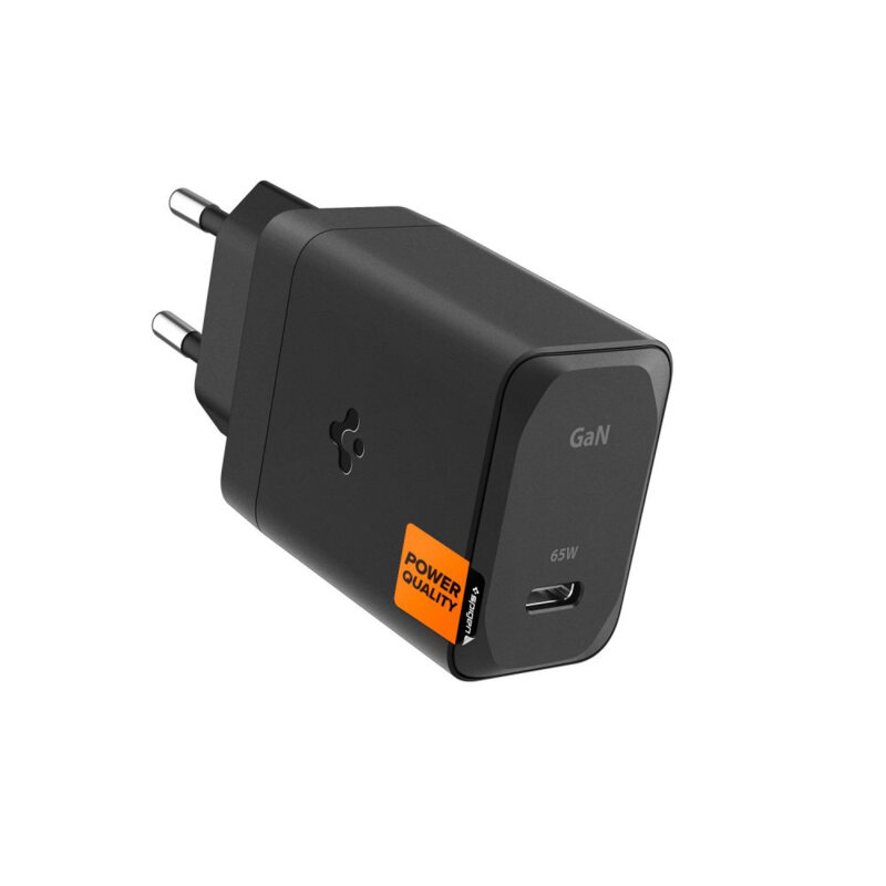 Incarcator Type-C Fast Charging GaN, 65W + cablu Type-C Spigen, negru, 651