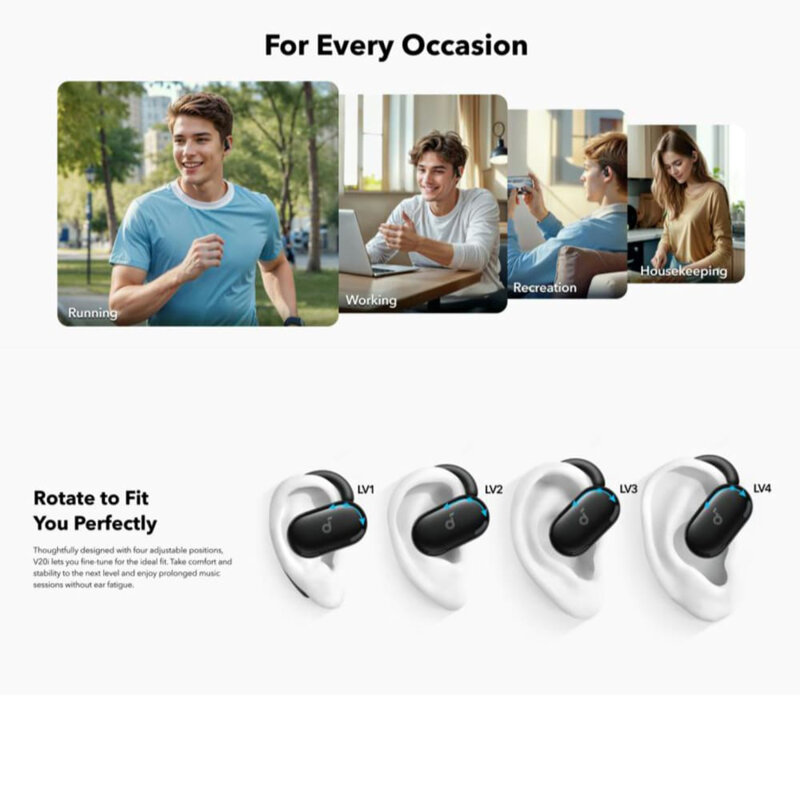 Casti Bluetooth 5.3 wireless Anker SoundCore V20i, alb