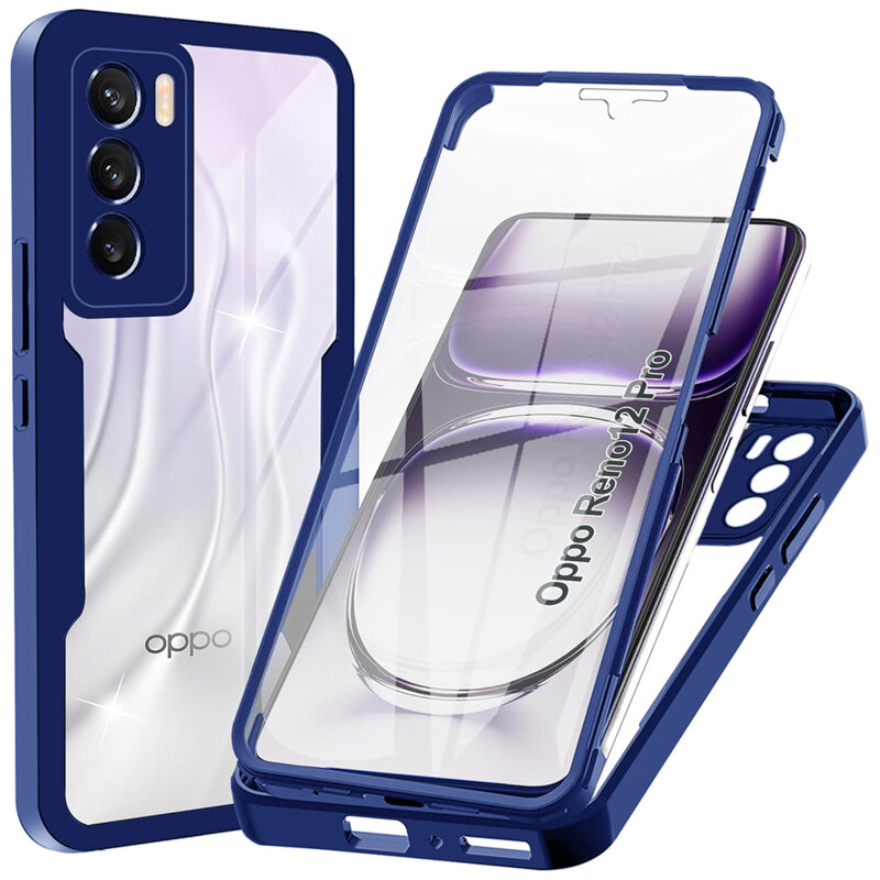 Husa 360° Oppo Reno12 Techsuit ColorVerse, albastru