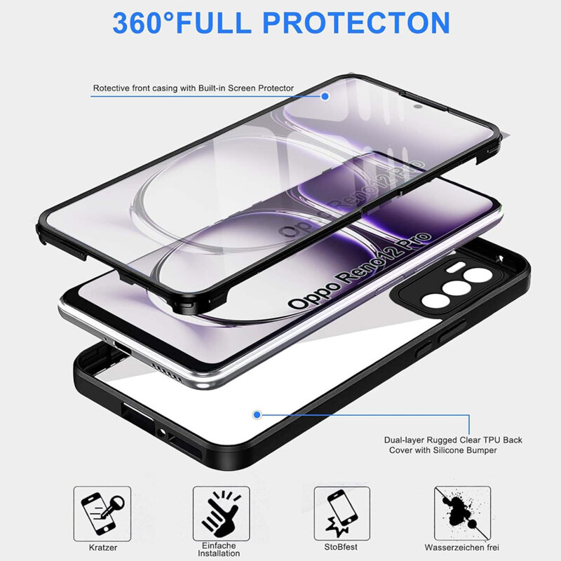 Husa 360° Oppo Reno12 Techsuit ColorVerse, albastru