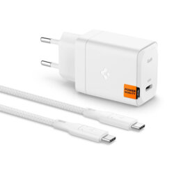 Incarcator Type-C Fast Charging GaN, 65W + cablu Type-C Spigen, alb, 651