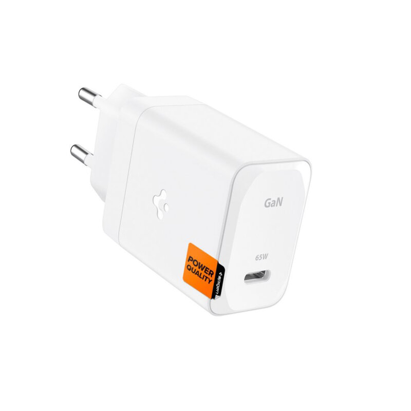 Incarcator Type-C Fast Charging GaN, 65W + cablu Type-C Spigen, alb, 651