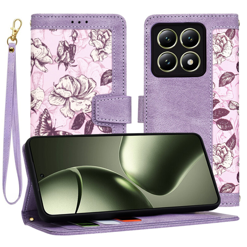 Husa personalizata fete Xiaomi 14T Techsuit FlipCraft, mov