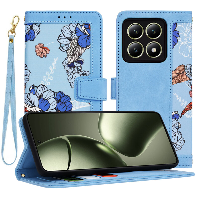 Husa personalizata fete Xiaomi 14T Techsuit FlipCraft, bleu
