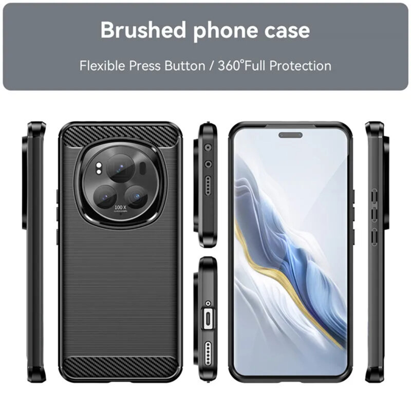 Husa Honor Magic7 Pro Techsuit Carbon Silicone, albastru