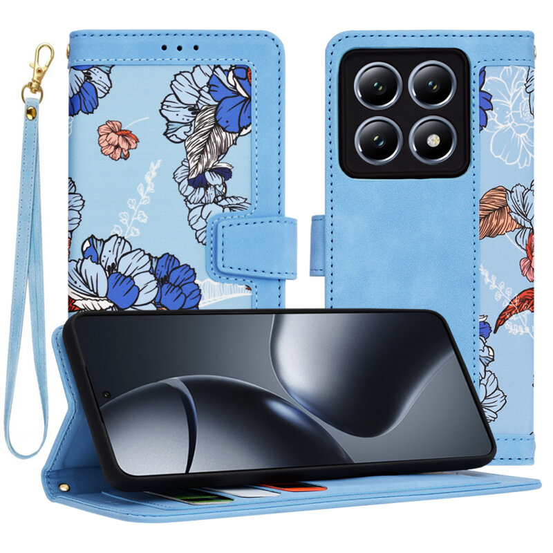 Husa personalizata fete Xiaomi 14T Pro Techsuit FlipCraft, bleu