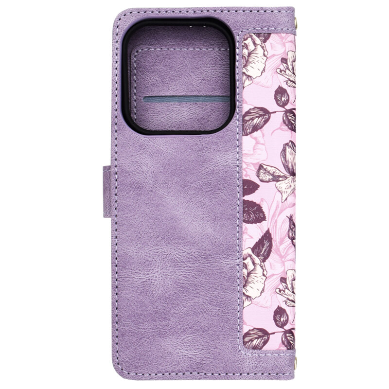 Husa personalizata fete Xiaomi Redmi Note 14 5G Techsuit FlipCraft, mov