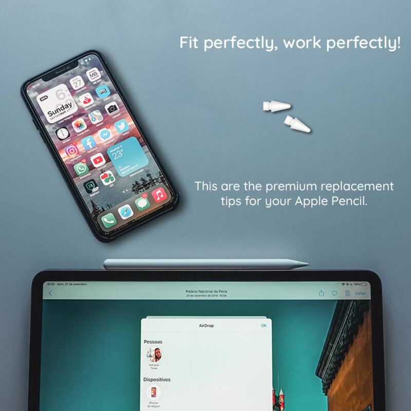 [Pachet 2x] Varf de rezerva Apple Pencil 1/2 Fixed, FIXPET-WH