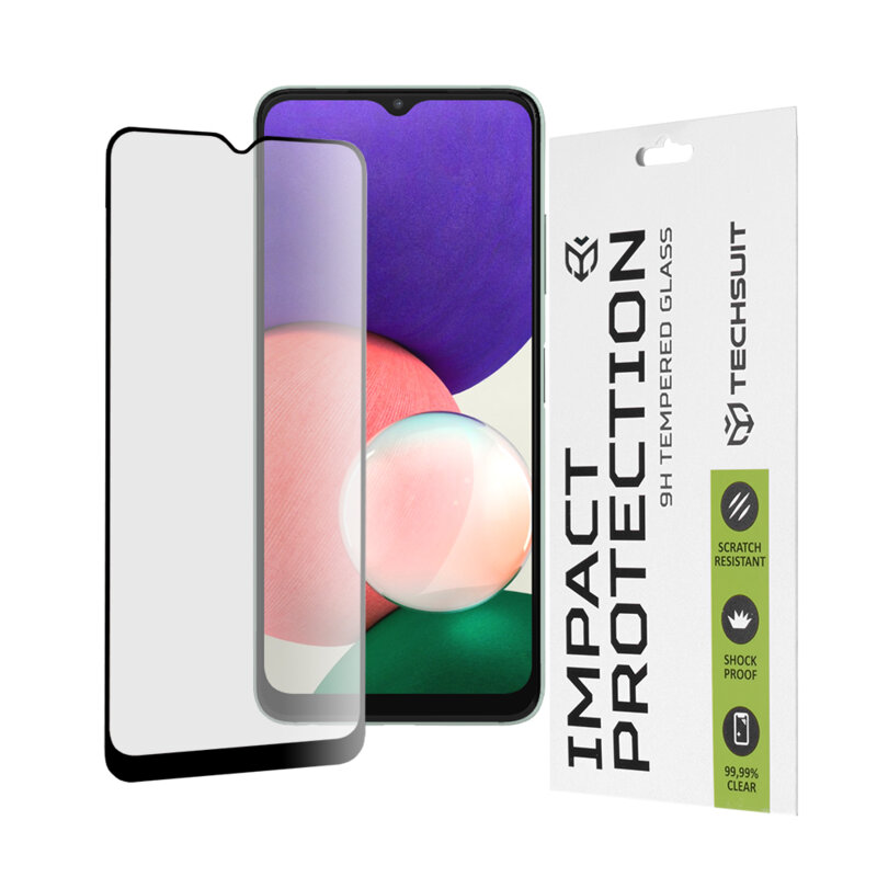 Folie sticla Samsung Galaxy A22 5G Techsuit 111D Full Glue Full Cover, negru