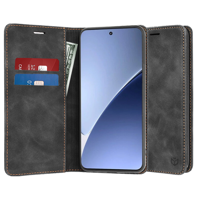 Husa piele Xiaomi 15 Pro Techsuit Confy Cover, negru