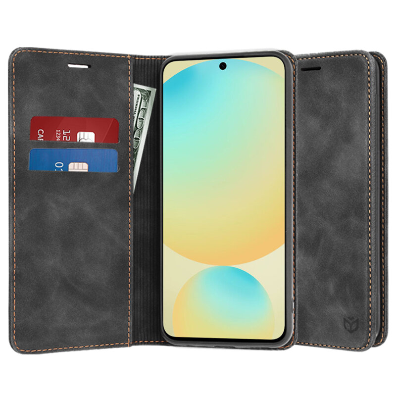 Husa piele Samsung Galaxy S24 FE Techsuit Confy Cover, negru