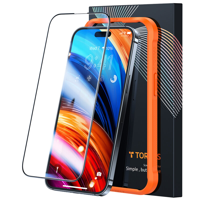 Folie sticla iPhone 15 Pro Max Torras GlassGo Tempered Screen Protector, negru