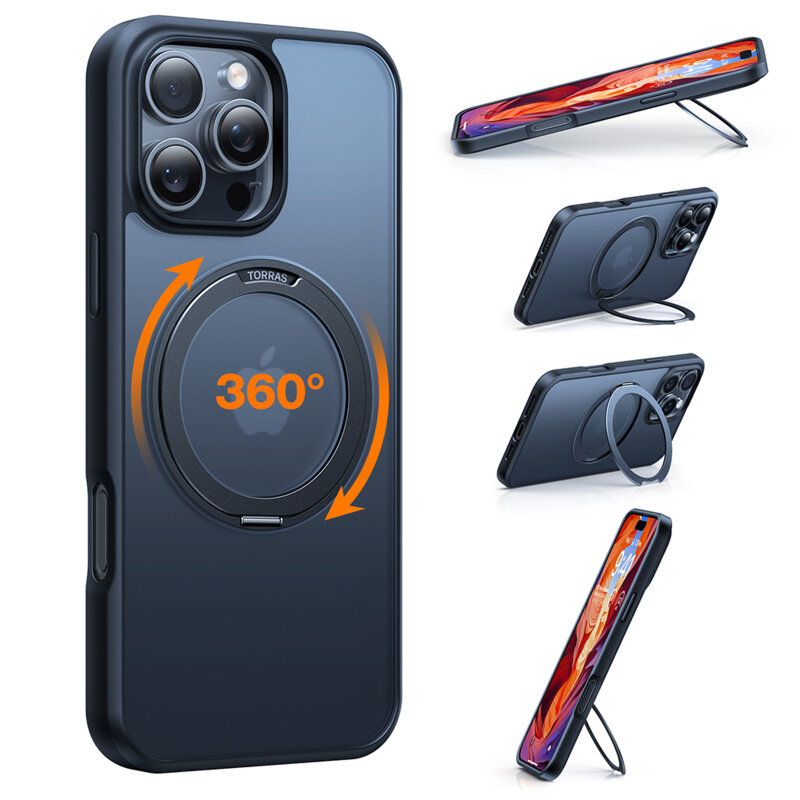 Husa iPhone 16 Pro Torras Ostand Pro MagSafe Series, negru