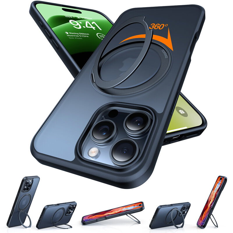 Husa iPhone 16 Pro Max Torras Ostand Pro MagSafe Series, negru