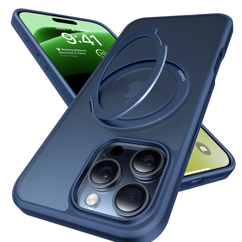 Husa iPhone 16 Pro Torras Ostand Pro MagSafe Series, albastru
