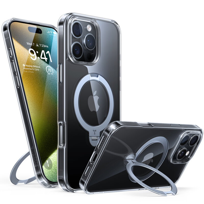 Husa iPhone 16 Pro Max Torras Ostand Spin Series, transparenta