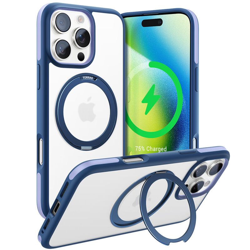 Husa iPhone 16 Pro Max Torras Ostand R Fusion MagSafe Series, albastru