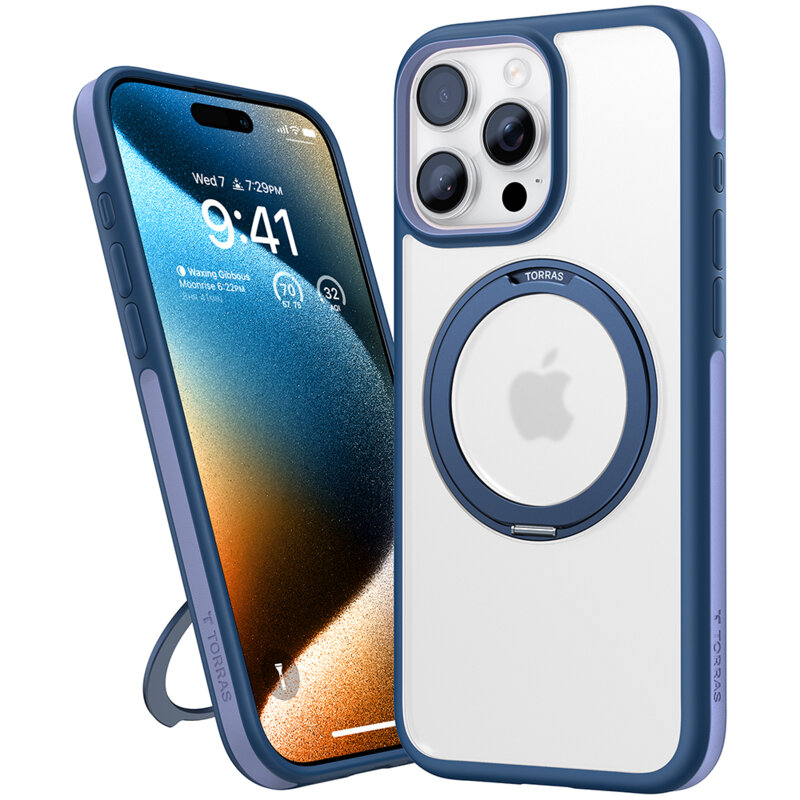 Husa iPhone 16 Pro Max Torras Ostand R Fusion MagSafe Series, albastru