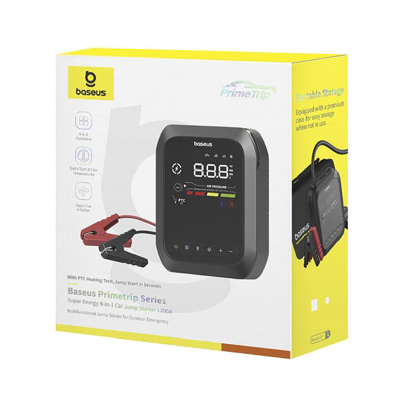 Starter pentru masina, baterie externa, compresor Baseus, 1200A