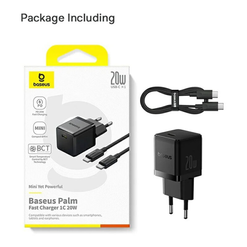 Incarcator Fast Charging Type-C + cablu Type-C Baseus Palm, P10111602113-01