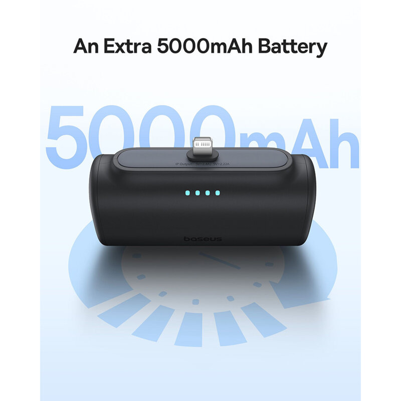Baterie externa telefon Lightning Baseus, negru, 20W, 5000mAh