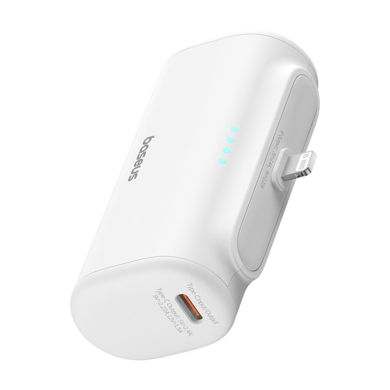 Baterie externa telefon Lightning Baseus, alb, 20W, 5000mAh