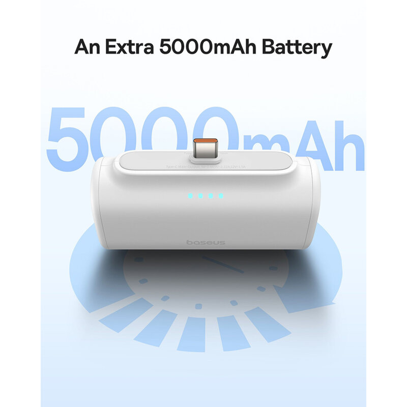 Baterie externa telefon Lightning Baseus, alb, 20W, 5000mAh