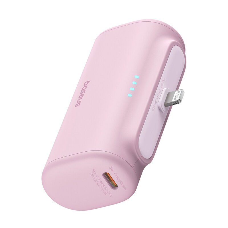 Baterie externa telefon Lightning Baseus, roz, 20W, 5000mAh