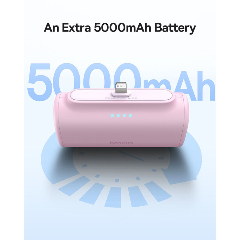 Baterie externa telefon Lightning Baseus, roz, 20W, 5000mAh