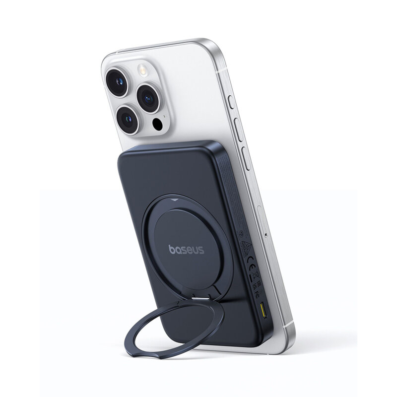Baterie externa telefon Type-C Qi2 20W Baseus, 5000mAh, negru