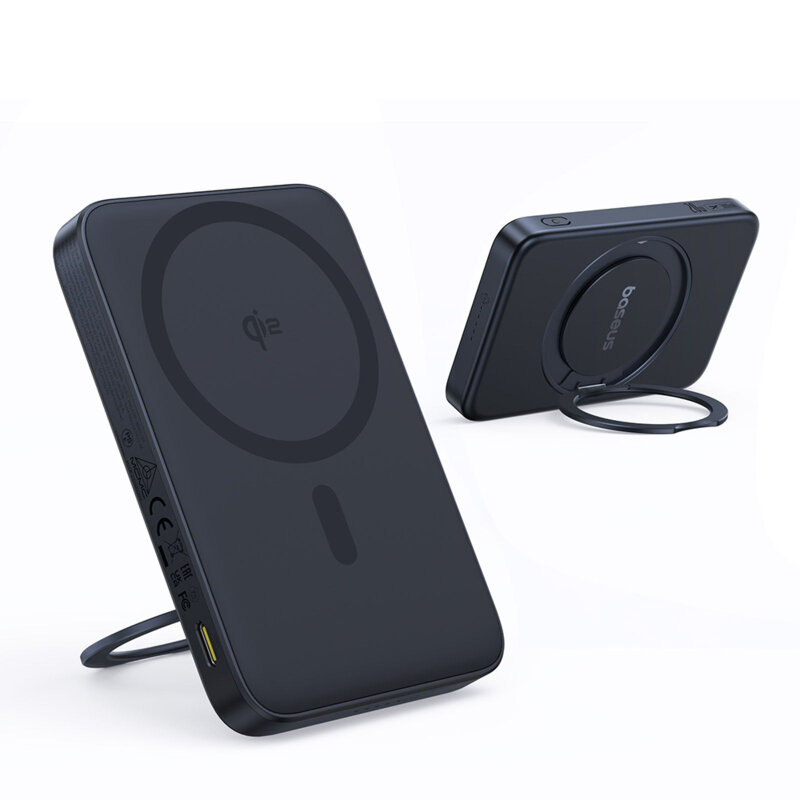 Baterie externa telefon Type-C Qi2 20W Baseus, 5000mAh, negru