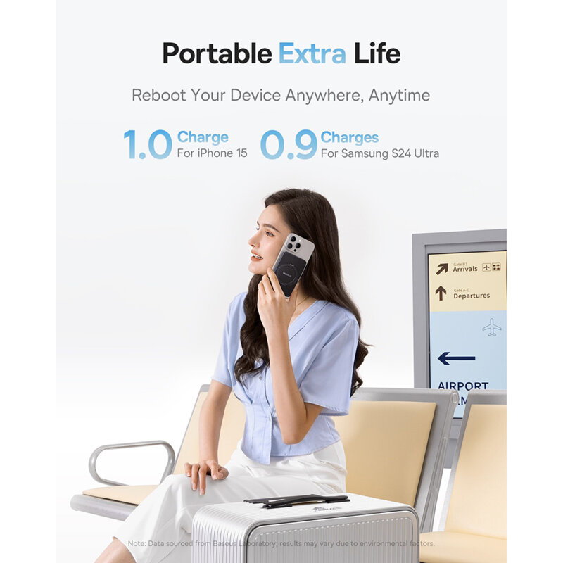 Baterie externa telefon Type-C Qi2 20W Baseus, 5000mAh, negru