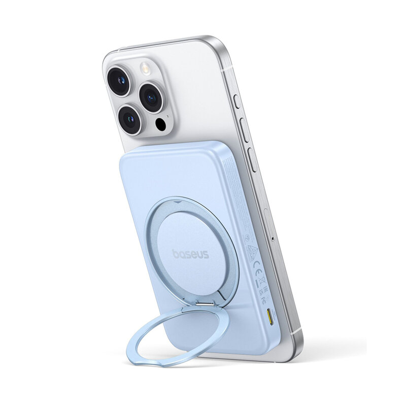 Baterie externa telefon Type-C Qi2 20W Baseus, 5000mAh, albastru